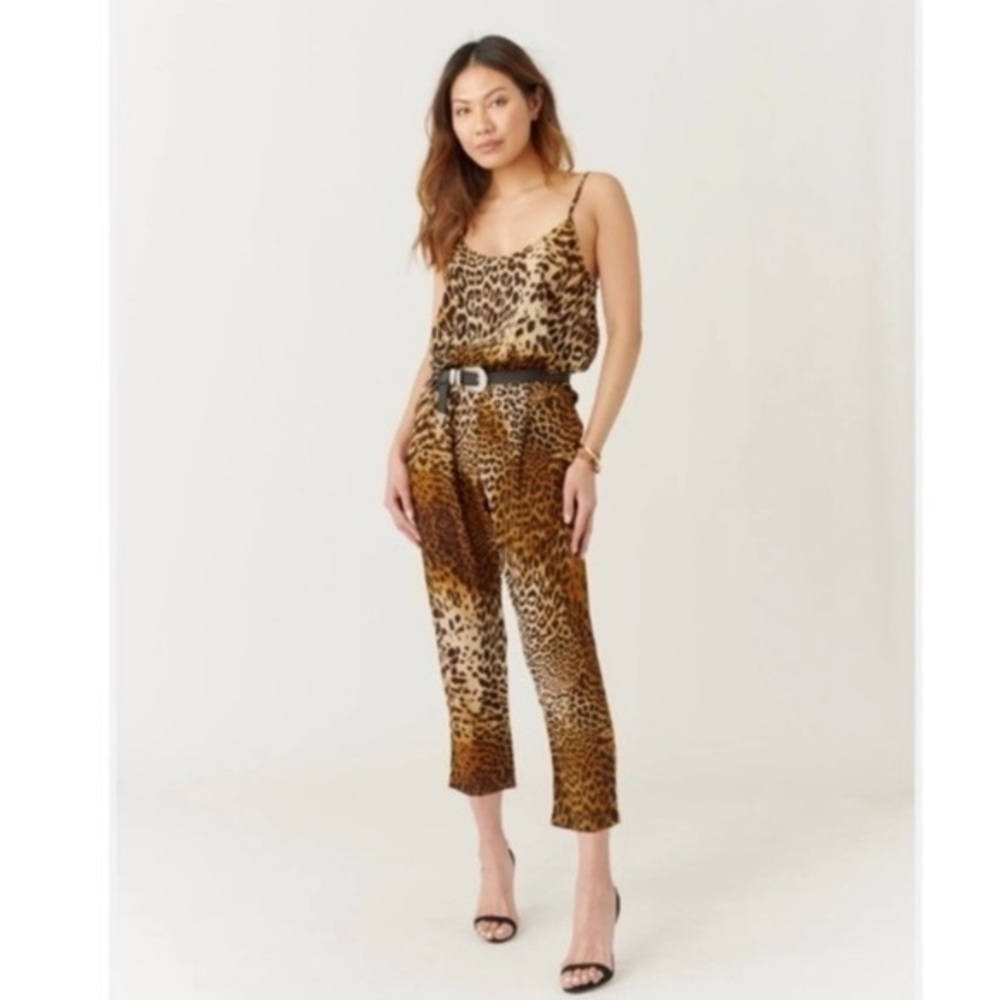 ✅ NWT Overlover Jumpsuit Arden Satin in Leopard